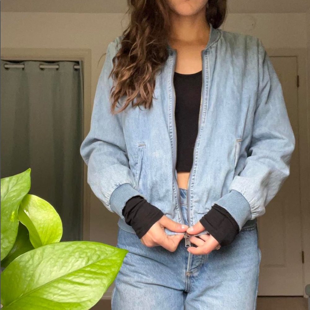 Lucky Brand light denim bomber jacket